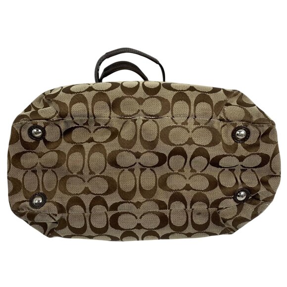 COACH Signature Soho Jacquard/Leather Tote Handbag Triple Entry Satchel F17401 - Picture 10 of 15